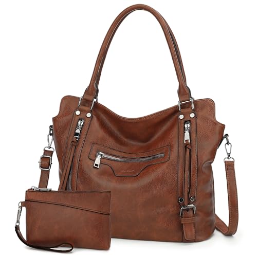 TANTOMI Hobo Bags for Women Large Capacity Handbags Bags Ladies Tote Bags Leather Crossbody Shoulder Bags with Small Purse Set 2PCS for Shopping Travel Work
