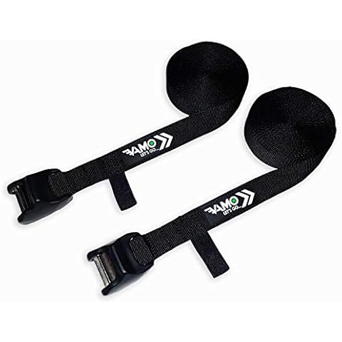 Vamo Premium 10' Tie Downs, 'No Scratch' Silicone Stainless Steel Buckle Surf or SUP Tie Down Straps for Surfboards, Paddle Boards, Kayaks and Canoes (Two Pack) Cover