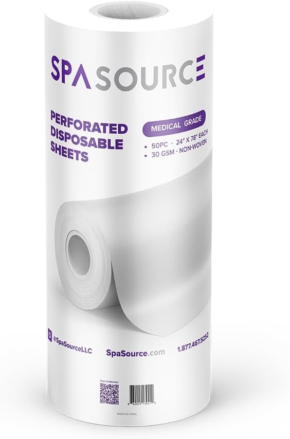 Medical Grade Disposable Bed Cover Roll – 30 GSM Extra Thick, Noiseless – Non-Woven Fabric for Massage, Tattoo & Spa - 50 Sheets for pack - 24" Wide - Pack of 1