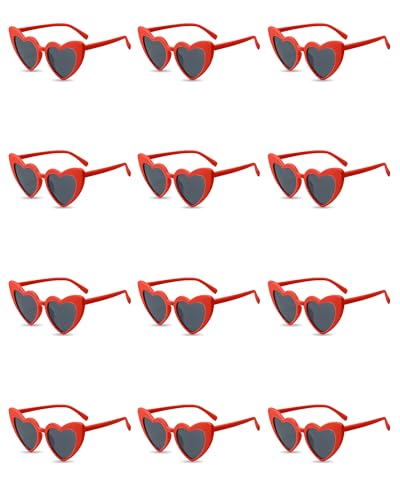 PLULON Heart Sunglasses Women Heart Love Shaped Vintage Retro Lovely Fashion Cute Sun Glasses for Bachelorette Party Favors