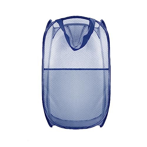 Image of Collapsible Pop Up Laundry Hamper, Extra Large Mesh Foldable Laundry Basket, 28 inch x 16 inch x 16 inch (Blue)