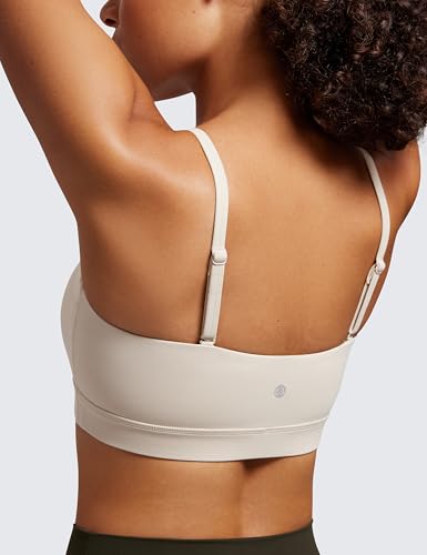 Image of CRZ YOGA Butterluxe Thin Strap Sports Bra | Light Support, Removable Pads, Yoga, Extremely Soft, Square Neck, Adjustable Back, for Women