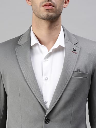 Image of SHOWOFFFF Mens Solid Single-Breasted Casual Blazer | Notched Lapel Long Sleeves Cotton Blazer for Men's | Slim Fit Blazer for Men's