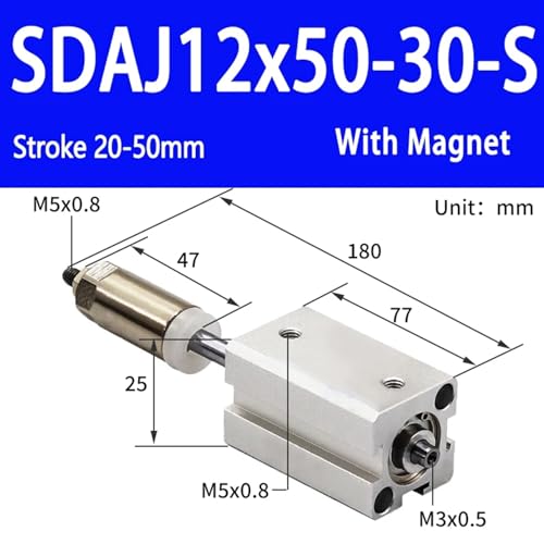 Cylindre pneumatique compact double effet SDAJ12 réglable - 3
