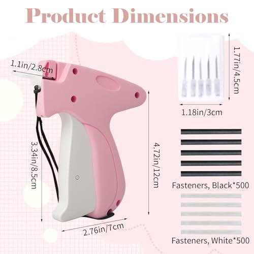 Nähpistole Set mit 5 Nadeln, 500 weißen & 500 schwarzen Plastikfäden, für schnelle Textilreparatur, als schneller Stofffixierer ideal für Kleidung, Mützen & mehr