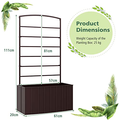 Safstar Metal Garden Bed With Trellis, 44" H Metal Raised Garden Planter For Climbing Vine Plants, Above Ground Garden Bed, Freestanding Outdoor Container Bed For Patio Garden Balcony, 8” X 24” X 44” #TOP6