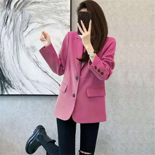 Women Office Coat Loose Solid Thin Blazer Multi-Color Pocket Long Sleeved Coat4