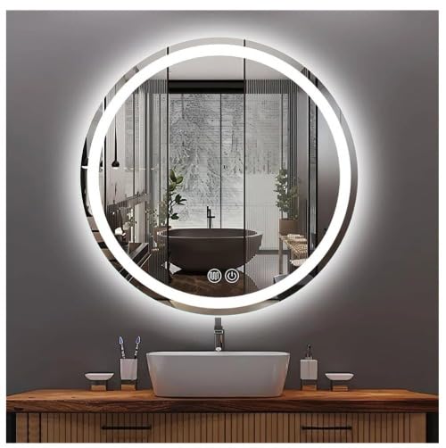HD Glass Glass Round Wall-Mounted LED Mirror with Smart Sensor and 3-Color Light (Warm, White, Natural) | Mirror Light, Wash Basin Wall Mirror, Fancy Washbasin and Smart LED Design 24X24 Inch.-image-11