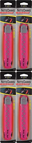 Nite Ize Nite Dawg Led Collar Cover Pink W/Red Safety Light Glow/Flash (4-Pack) #TOP12