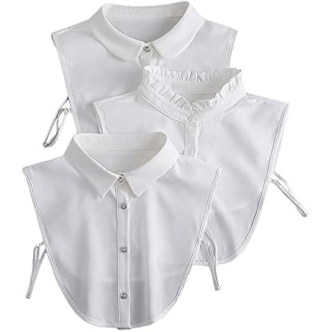 LoudSung Detachable Half Shirt Blouse Elegant Fake Collar Set for Office Women Girls 3PCS White Cover