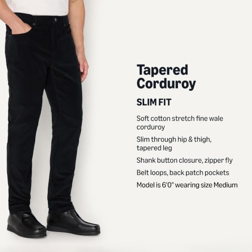 Amazon Essentials Men's Slim-Fit 5 Pocket Stretch Fine Wale Corduroy Pant, Black, 35W x 34L - image 4