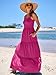 ANRABESS Women's Summer Casual Long Maxi Beach Vacation Dresses Sleeveless Square Neck Flowy Tiered Sun Dress with Pockets Rose Pink Small