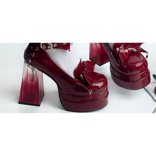 ZQW Women's Platform Mary Janes Dress Pumps Chunky High Heel Gothic Y2K Lolita Shoes Patent Leather Ankle Strap Cosplay4