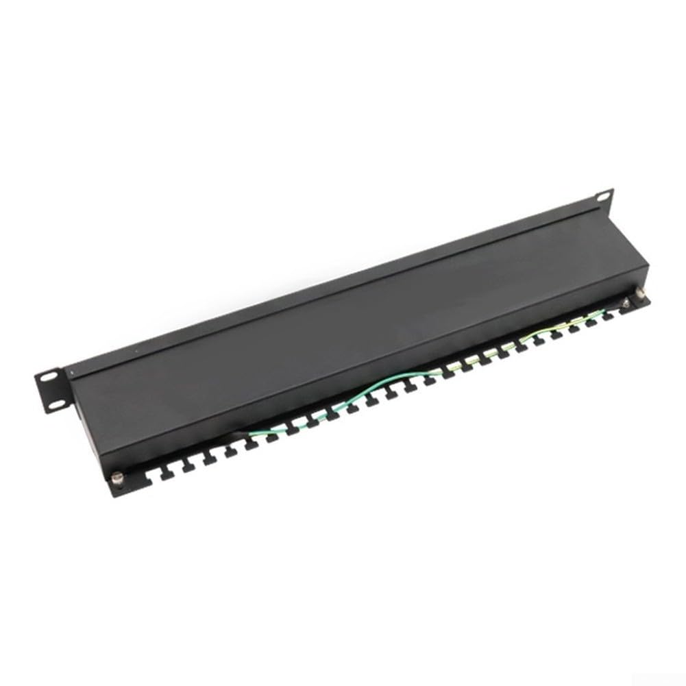 Panneau de brassage blindé Cat6 à 24 ports pour armoires réseau de 19", boîtier en acier avec gestion des câbles, pour salle serveur et câblage de données, noir