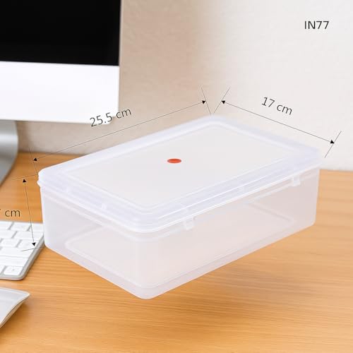 Image of Clear Transparent Plastic Storage Box Organizer Rectangle Medium Size Container With Lid And Lock For Multipurpose Jewellery Stationery Cosmetics Combo 2 Box (Small)