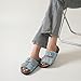 MOAILAOZI Women's Cork Sandals with Two Buckles Adjustable Straps, Arch Support Summer Fashion Denim Slippers, Comfortable Beach Flat Dressy Slip On ZJC-1-7-38-BLUE