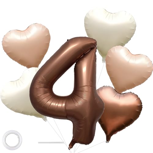 40 Inch Chocolate Number 4 Birthday Balloons Caramel Brown Balloons