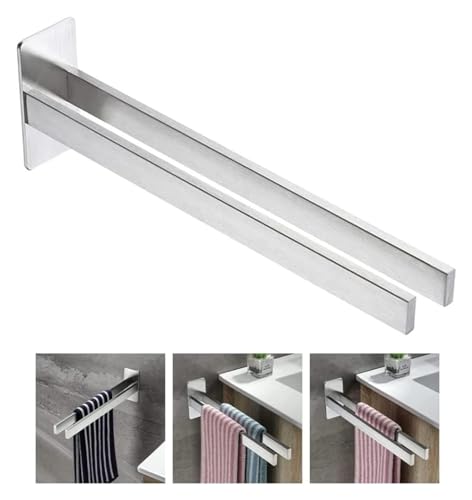 Porte-serviettes double en acier inoxydable mural auto-adhésif