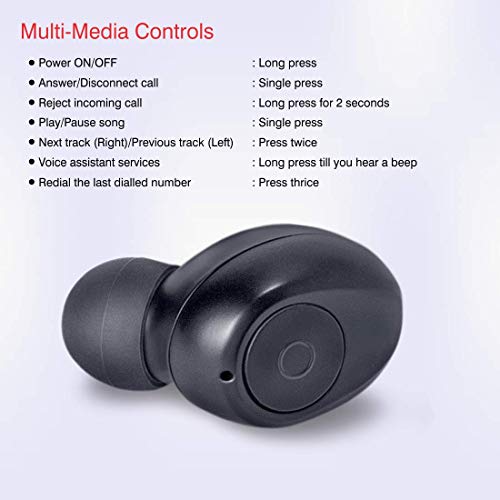Image of iBall EarWear TW10 in-Ear Bluetooth Wireless Headphones with Protective Charging Case - Coal Black