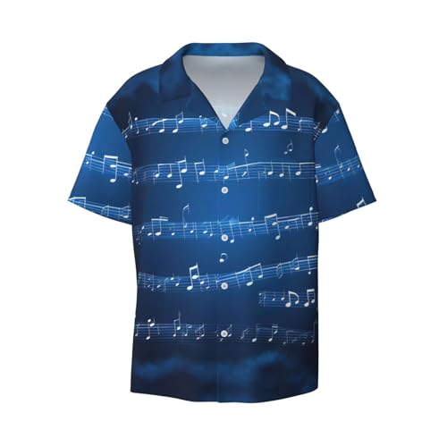 Chemise imprimé notes de musique bleues confort quotidien coupe droite