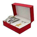 AdiStylinno Watch Box with 2 Slots, Fashion Jewelry Organizer for Men Women, Luxury PU Leather Jewelry Travel Case for Couples, Convenient Display Case (Red)