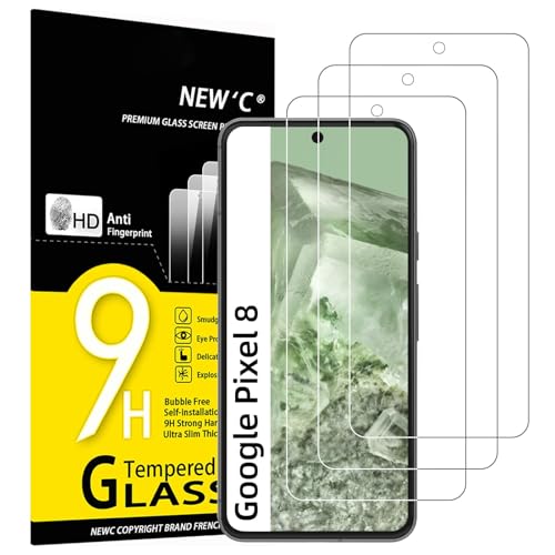 NEWC 3 Pack Designed for Google Pixel 8 Screen Protector [No for Pixel 8A/8 Pro] Tempered Glass Case Friendly Scratch-proof Bubble Free Ultra Resistant