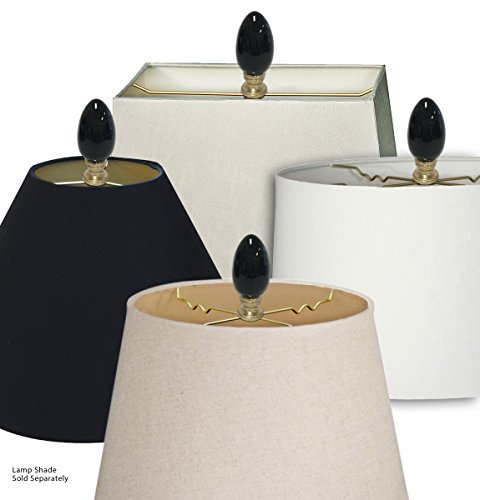 Image of Royal Designs, Inc. Ceramic Egg Shaped Lamp Finial for Lamp Shade, F-5051BLK-2, Black, Pack of 2