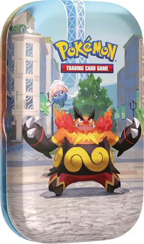 Pokémon: Minilata Ciudad Luminalia: Emboar e Inkay de JCC Pokémon (2 Sobres de Mejora, 1 Tarjeta ilustrada y 1 Pegatina)
