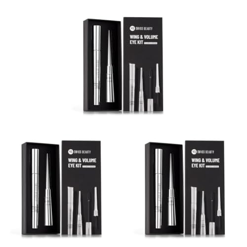 Image of SWISS BEAUTY Liquid Metallic Wing & Volume Kit | Mascara + Eyeliner | Water-Resistant | Quick-Drying | Long-Lasting | 12.5g (Pack of 3)