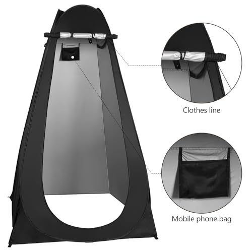 Pop up Tent -Privacy Changing Tent,Outdoor Camping Shower Tent, Camping Toilet - Lightweight, Easy to Install, Foldable - Comes with Portable Bag(Black) image 3