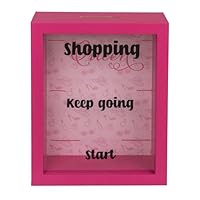 Brandsseller Spaarpot, fotolijst van hout met glas, 14,5 x 14,5 x 6,5 cm, spaarlijst met kijkvenster en gleuf, decoratieve spaarpot voor geldgeschenken en speciale spaardoelen, Happy Birthday to You