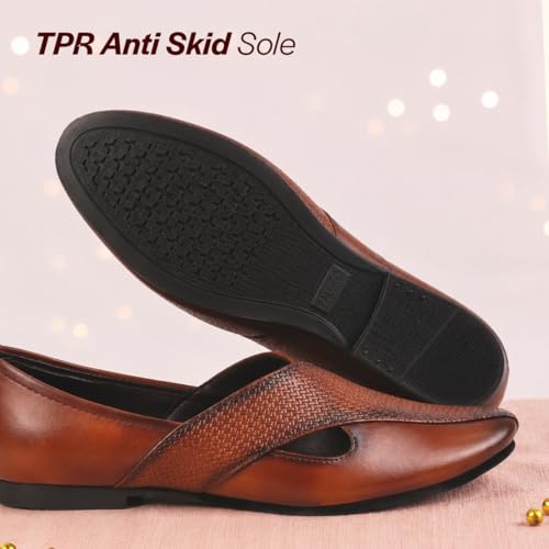 Image of FAUSTO Mens Embossed Ethnic Party Slip On Traditional Juttis and Mojaris | Festive
