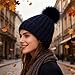 Winter Women's pom-pom Knitted Warm Beanie, Women's Beanie hat, Fashionable, Warm and Comfortable, Suitable for Various Occasions. (US, Alpha, Large, Navy Blue)