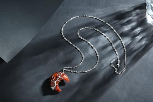 Image of XIANNVXI Tree of Life Wire Wrapped Crescent Moon Pendant Necklace Reiki Healing Crystal Stone Necklaces Natural Gemstone Quartz Jewelry for Women