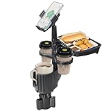 Sancaral Car Large Cup Holder Expander, 5-in-1 Cupholder Extender with Phone Holder & Swivel and Detachable Snack Food Tray Table for Eating, Travel Essentials for Road Trips for Driver. Model C