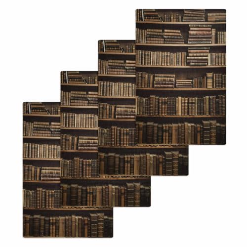 Habtucy Vintage Books Hand Towels Set, Waffle Weave Kitchen Towels