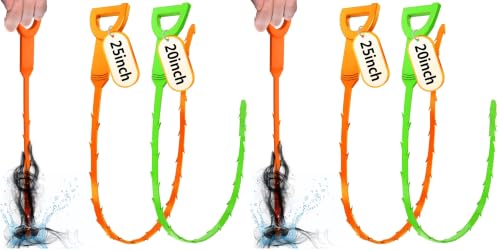 Image of Drain Snake, Drain Clog Remover,Hair snake Tool Opener, sink snake for Sewer Kitchen Sink Bathroom Tub Toilet Clogged Drains Relief Cleaning Tool(1pc 25 Inch +1pc 20inch) (Pack of 2)