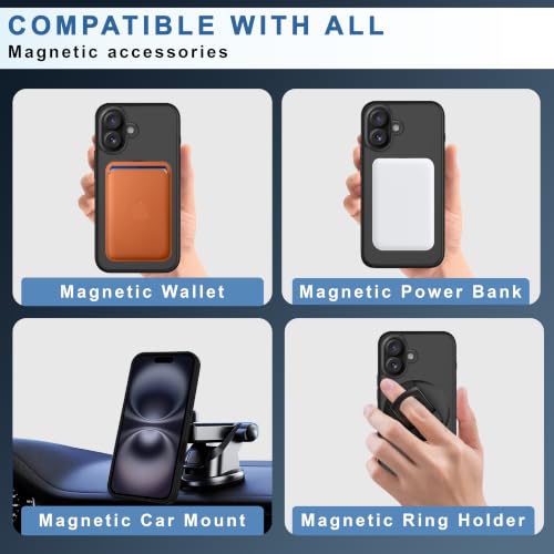 Image of CEDO Magnetic Cover for iPhone 17 | Compatible with MagSafe Wireless Charging | Matte Black Case Designed with Magnetic Lock Shockproof Edge Protection Backcover (Translucent Black)