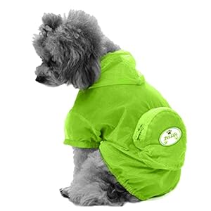 Pet Life ® ‘Thunder Paw’ Waterproof Dog Raincoat Poncho – Zippered Folding Travel Pet Raincoat Dog Jacket – Reflective and Adjustable Dog Coat by Sleeves and Hood with built-in back pouch