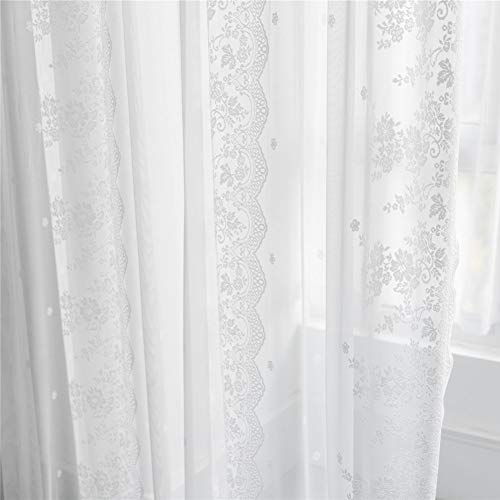 Rideaux Transparents Blanc Brodé Vintage Fleur Macramé Tulle - 5