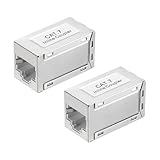 QUARKZMAN 2 Stück RJ45 CAT7 Ethernet Kupplung Ethernet Kupplung Buchse Auf Buchse Inline Cat7 Cat6 Cat5e Cat5 Verlängerungskabel Adapter Grau