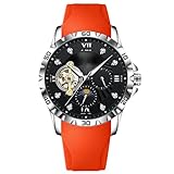⌚【Classic Tourbillon Watch】 - Il s'agit d'une montre mécanique multifonctionnelle conçue pour les hommes. Une belle coexistence fonctionnelle d'un beau mouvement de tourbillon creux avec des sous-cadus multifonctionnels, une échelle de diamant irrégulière unique et un affichage de phase de lune pratique. Il convient à toutes sortes d'occasions telles que les affaires et les loisirs.