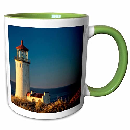 3dRose WA, Cape Disappointment, North Head 11oz Two-Tone Green Mug
