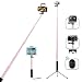 Bluetooth Selfie Stick with Tripod, Remote 59Inch MFW Extendable Monopod with Tripod Stand for iPhone X/XS max/XR/8/7/6/Plus,iPad,Samsung S9 S7/S8, LG, Google Pixel Android,GoPro Cameras (Rose Gold)