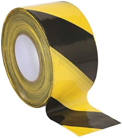 Sealey BTRW Non-Adhesive Hazard Warning Barrier Tape, 80mm x 100m, Red/White