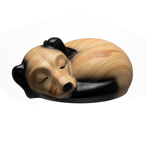 Kriss Art Haustierurnen, schlafende Hundeurne aus Harz, Hundeurnen für Asche, Kleintierurne (Khaki)