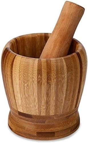 Mortar and Pestle Set Bamboo Natural Lightweight Pestle Mortar Set Durable Long Lasting