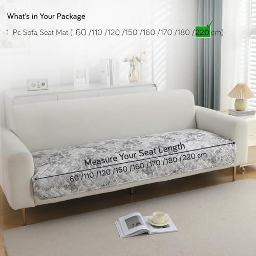 Image of HOKIPO Printed Waterproof + Anti-Slip + Quick Dry Sofa Seat Mats, Abstarct Pale Grey - Length 220cm (NEW-AR-5236-P7)