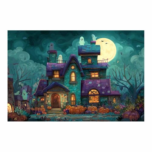 Toile Halloween château pour masquer un mur vide avec style vert50