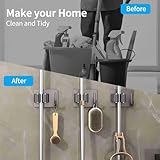 DOETYD 4 Pcs Stainless Steel Wall Mounted Mop Holders with Hooks, Self Adhesive Storage Solution for Home, Kitchen, Bathroom, Office, Garage and Broom Cupboard Organisation(Silver) - Image 5